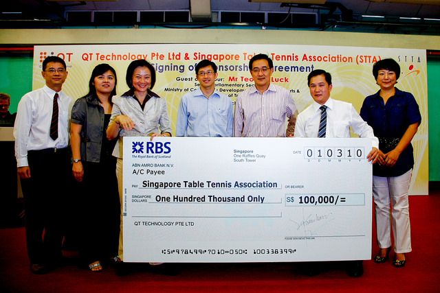 QT Technology Pte Ltd (QT) Signs Three Year Sponsorship Deal With The Singapore Table Tennis Association (STTA)