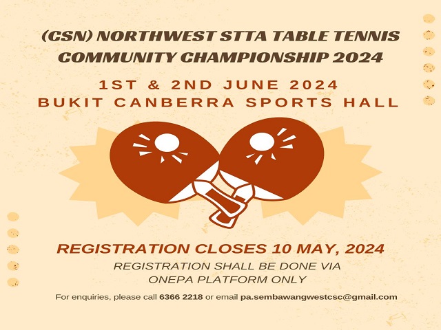 Registration now open for (CSN) Northwest STTA Table Tennis Community Championships 2024